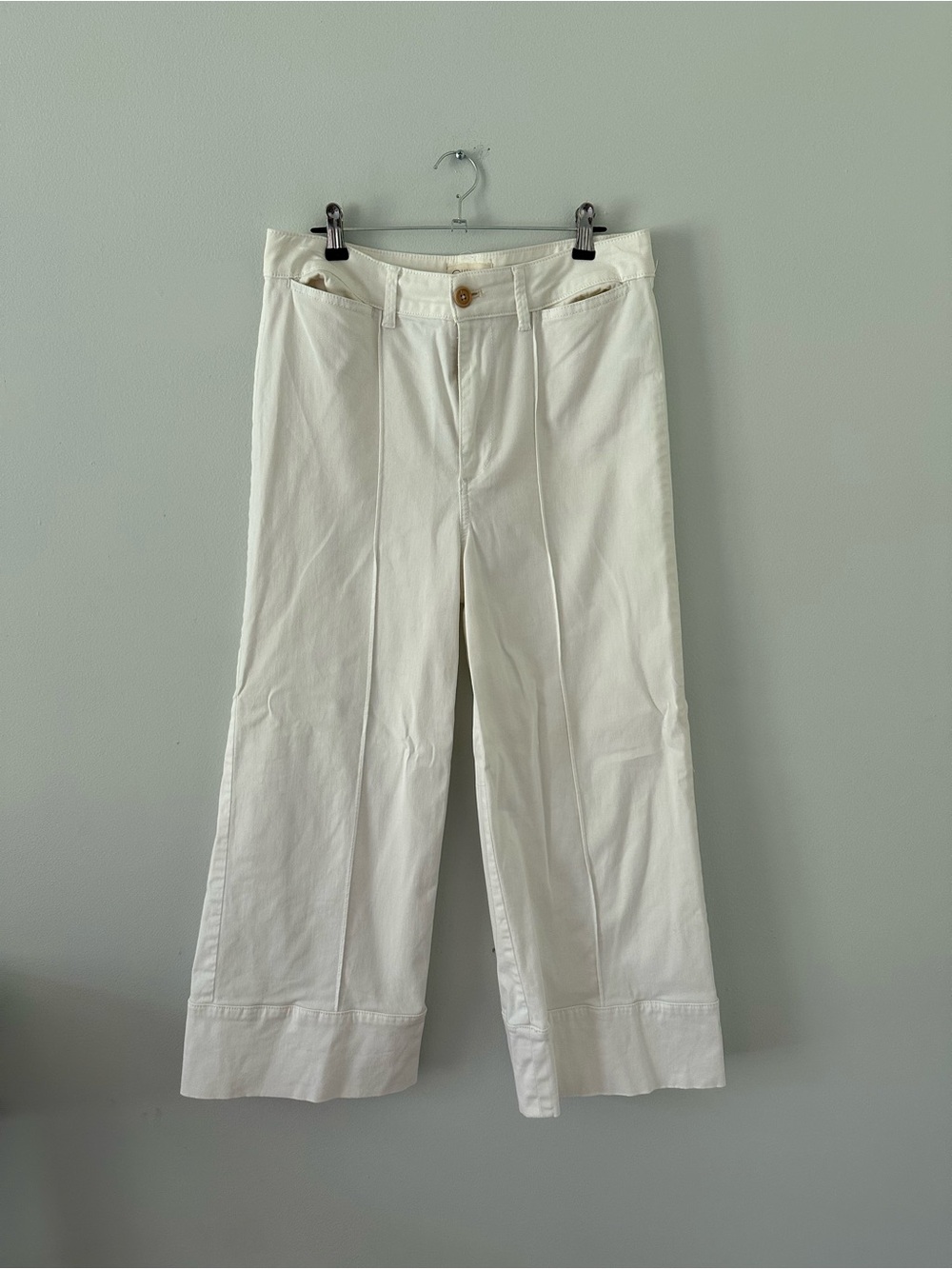 Anthropologie Cream Wide-Leg pants